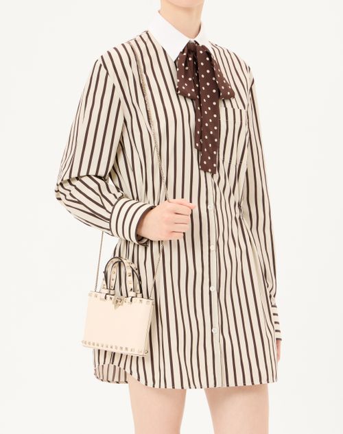 Valentino Garavani - Rockstud Mini Shopping Bag In Grainy Calfskin - Light Ivory - Woman - Totes